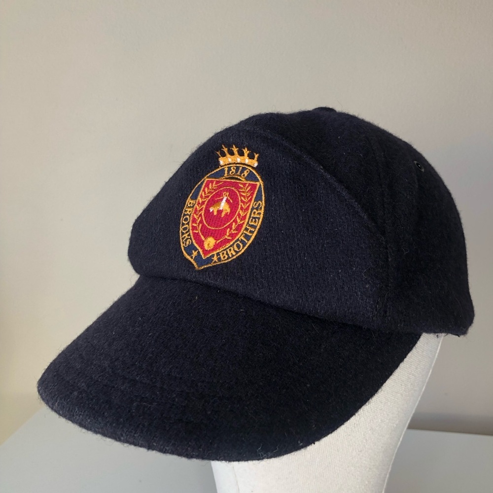 Rare Vintage Brooks Brothers made in USA Navy Blue Wool Hat Cap